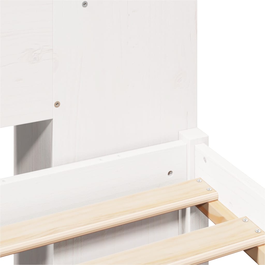 Bookcase Bed without Mattress White 150x200 cm King Size Solid Wood Pine