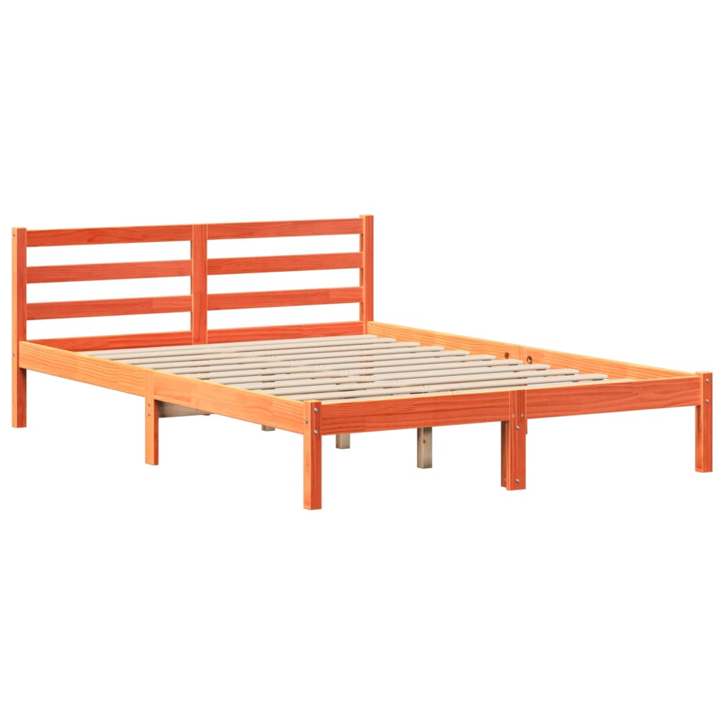 Bookcase Bed without Mattress Wax Brown 150x200 cm King Solid Wood Pine