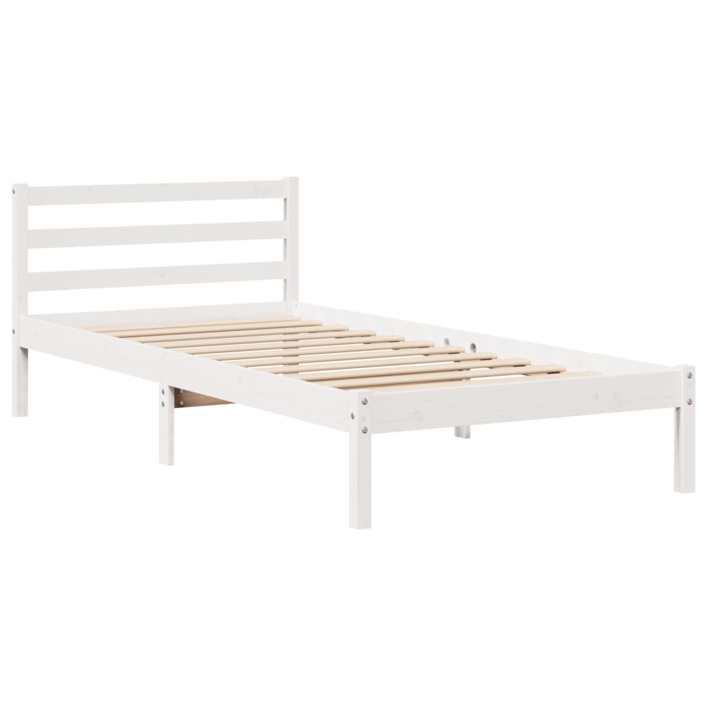 Bookcase Bed without Mattress White 100x200 cm Solid Wood Pine