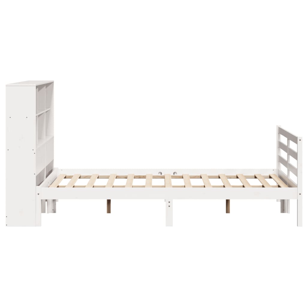Bookcase Bed without Mattress White 140x200 cm Solid Wood Pine