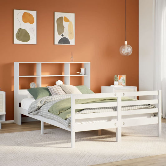 Bookcase Bed without Mattress White 140x200 cm Solid Wood Pine