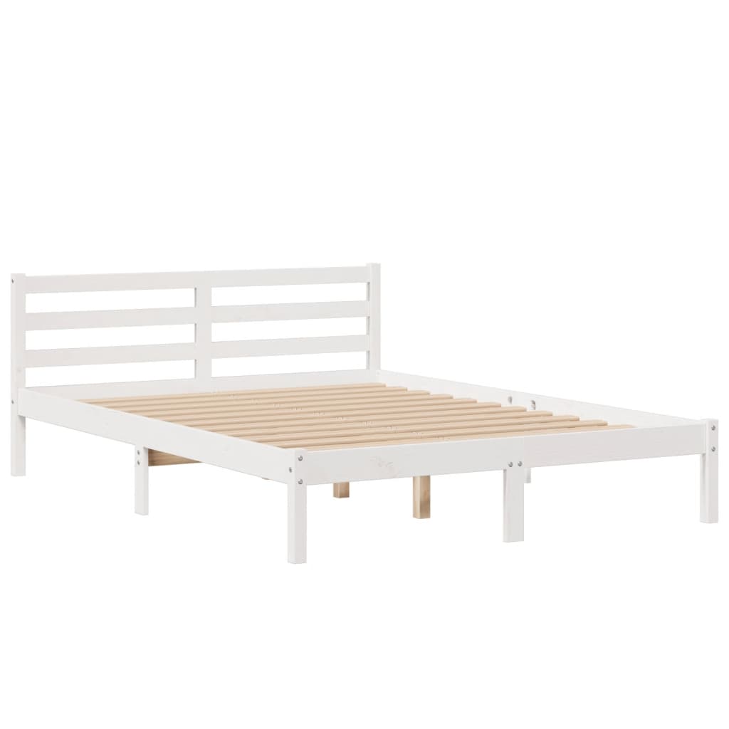 Bookcase Bed without Mattress White 140x200 cm Solid Wood Pine