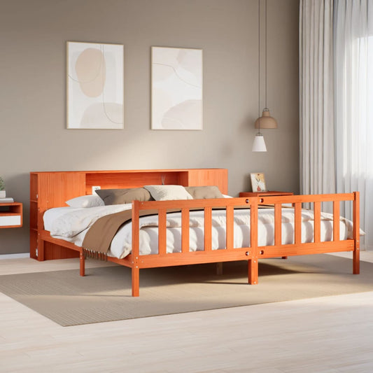 Bookcase Bed without Mattress Wax Brown 180x200 cm Super King Solid Wood