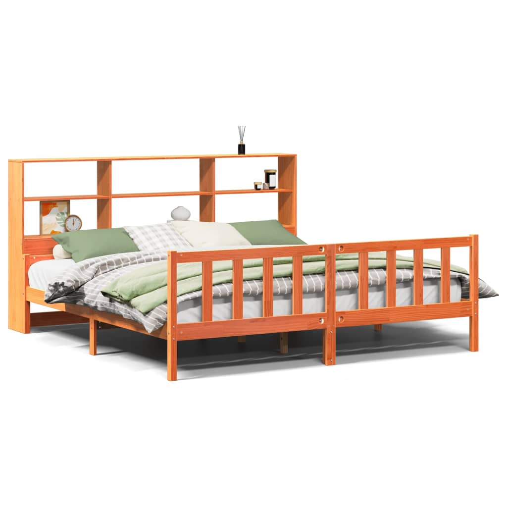 Bookcase Bed without Mattress Wax Brown 180x200 cm Super King Solid Wood