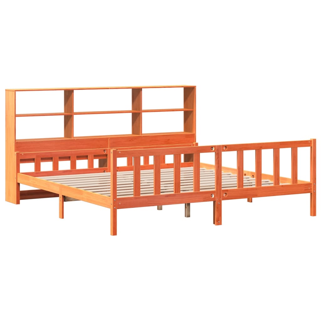 Bookcase Bed without Mattress Wax Brown 180x200 cm Super King Solid Wood