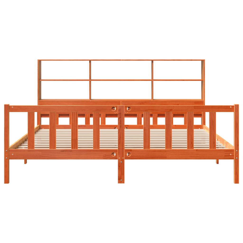 Bookcase Bed without Mattress Wax Brown 180x200 cm Super King Solid Wood