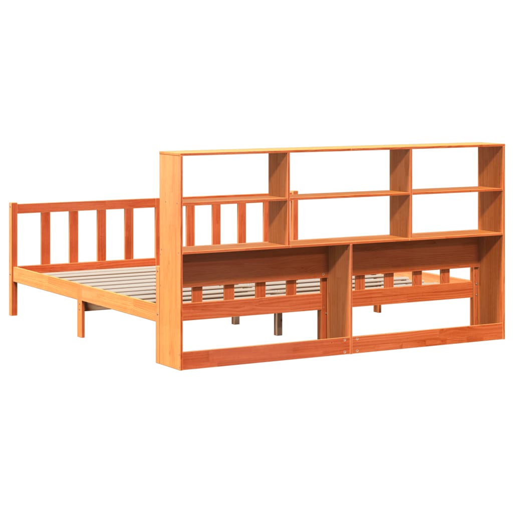 Bookcase Bed without Mattress Wax Brown 180x200 cm Super King Solid Wood