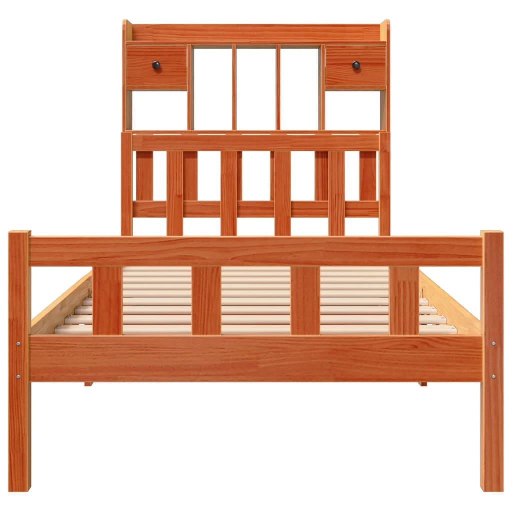 Bookcase Bed without Mattress Wax Brown 75x190 cm Small Single Solid Wood Pine