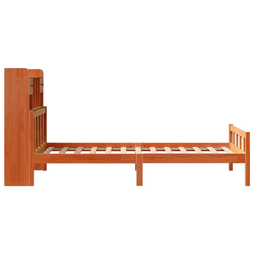 Bookcase Bed without Mattress Wax Brown 75x190 cm Small Single Solid Wood Pine
