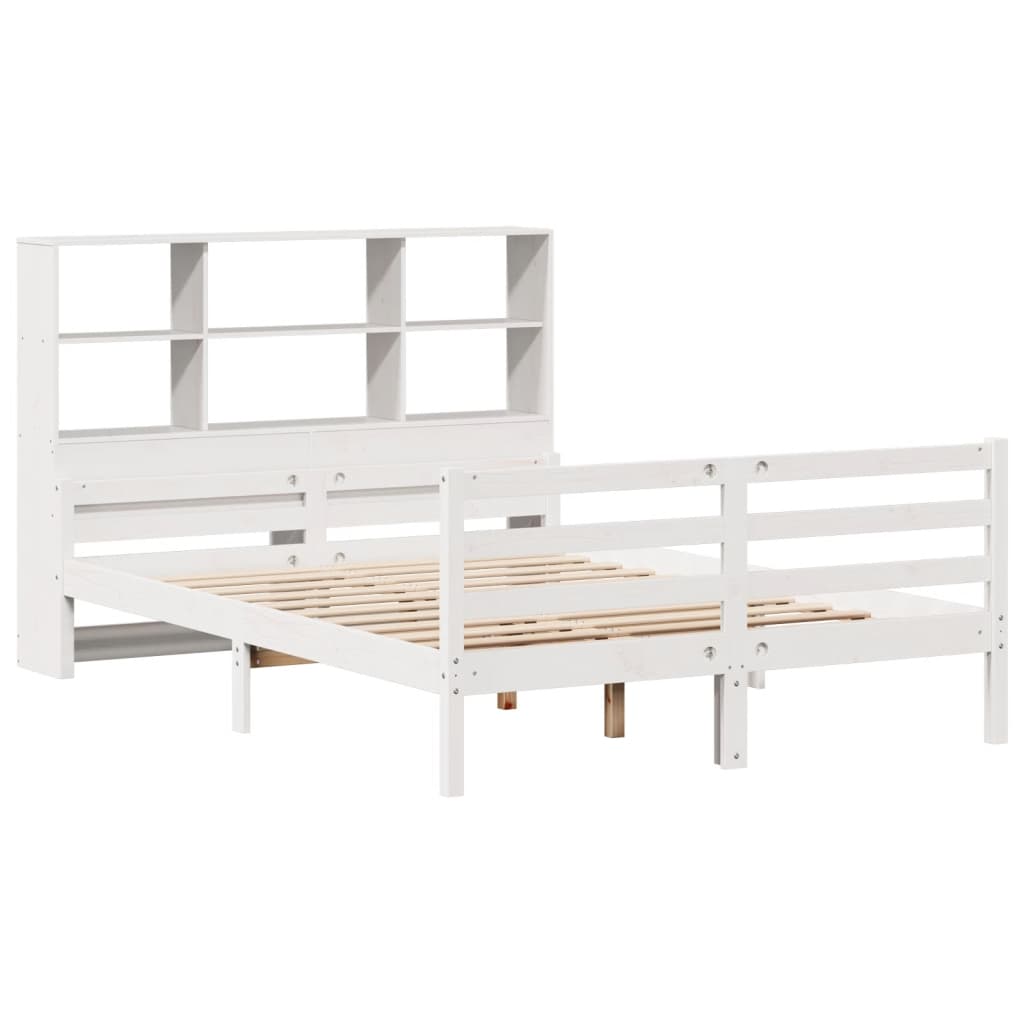 Bookcase Bed without Mattress White 140x200 cm Solid Wood Pine