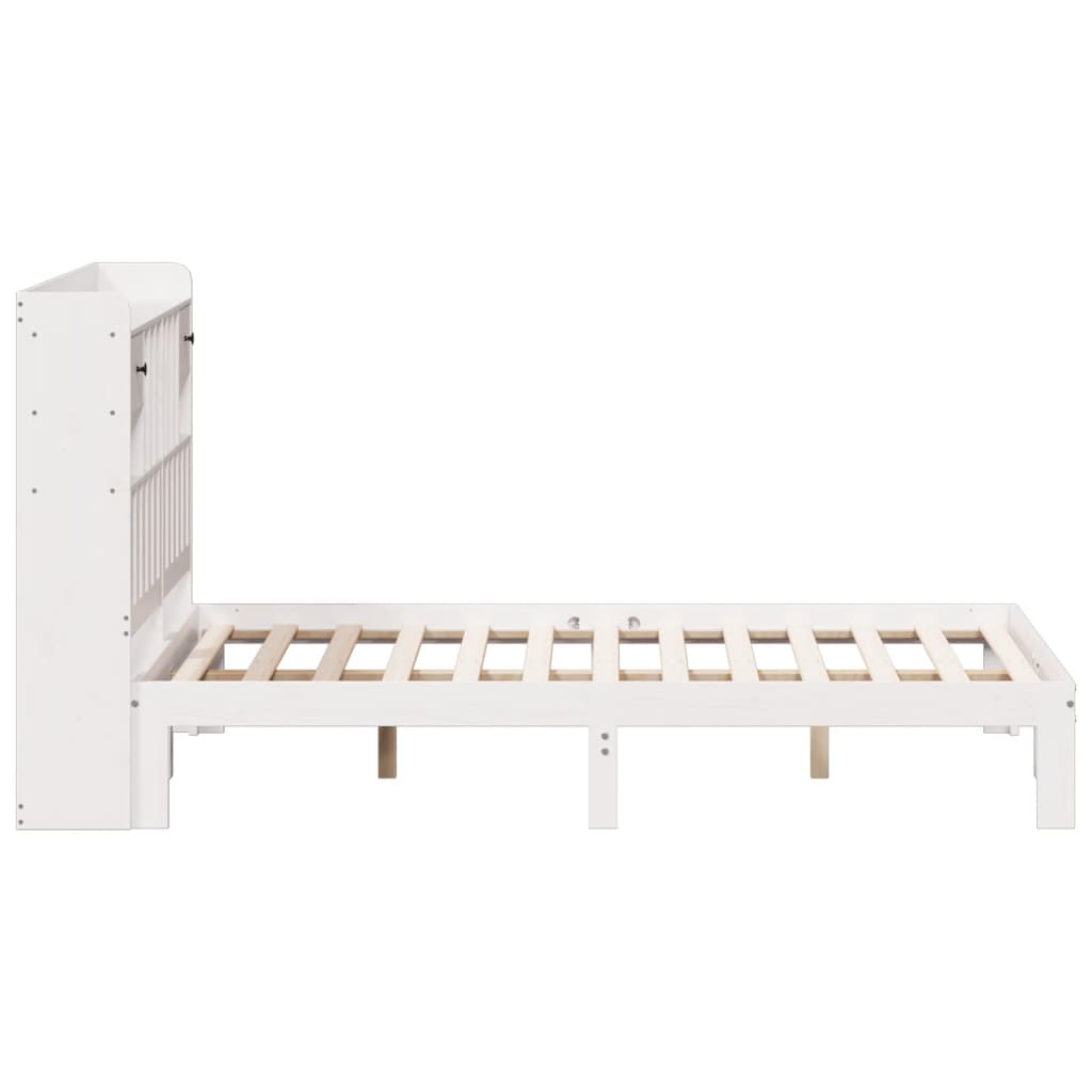 Bookcase Bed without Mattress White 135x190cm Solid Wood Pine