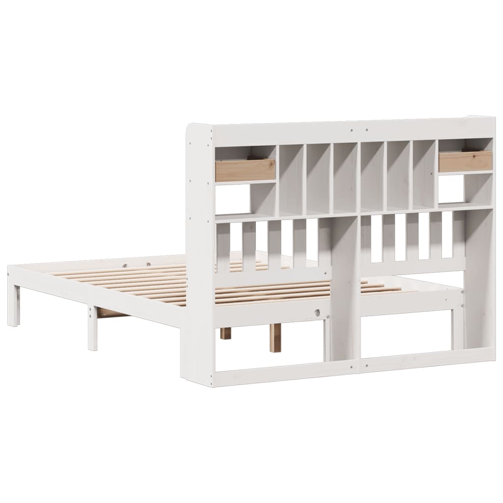 Bookcase Bed without Mattress White 140x190cm Solid Wood Pine