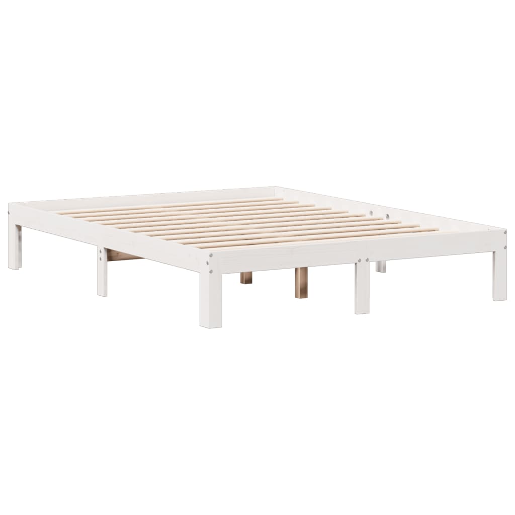 Bookcase Bed without Mattress White 140x190cm Solid Wood Pine