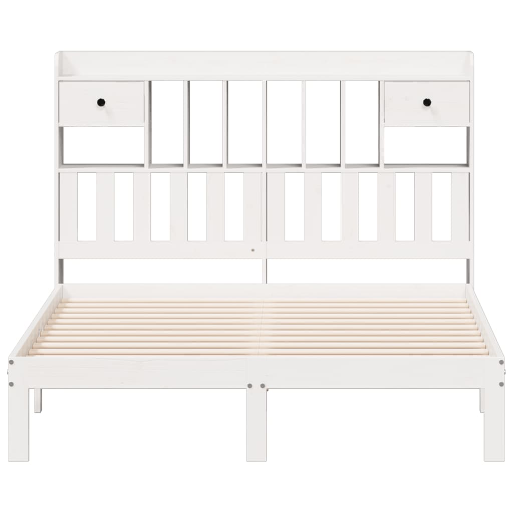 Bookcase Bed without Mattress White 150x200cm Solid Wood Pine