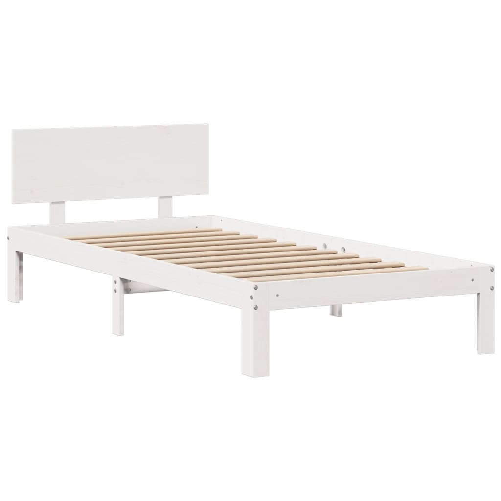 Bookcase Bed without Mattress White 140x200cm Solid Wood Pine