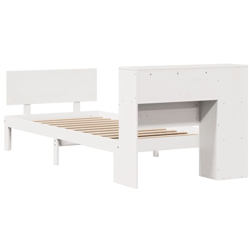 Bookcase Bed without Mattress White 100x200cm Solid Wood Pine