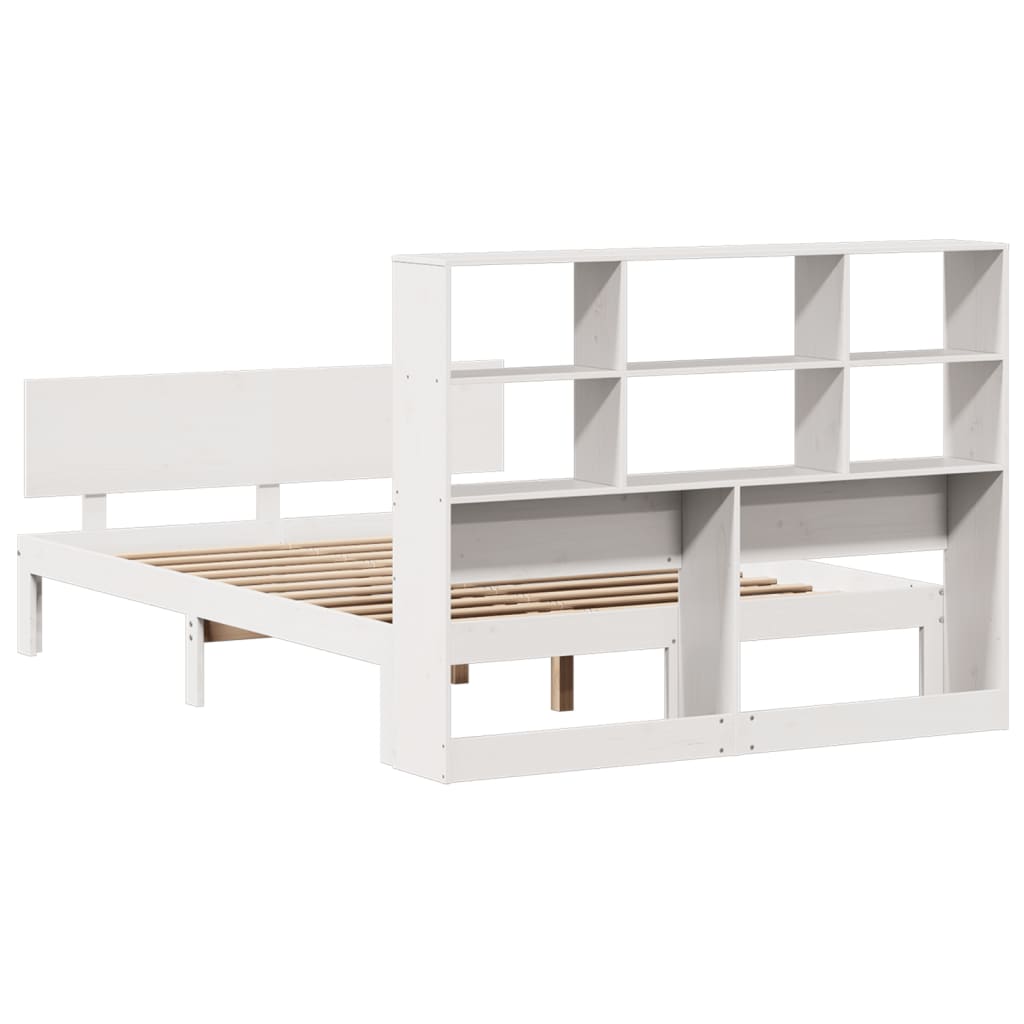 Bookcase Bed without Mattress White 140x200cm Solid Wood Pine