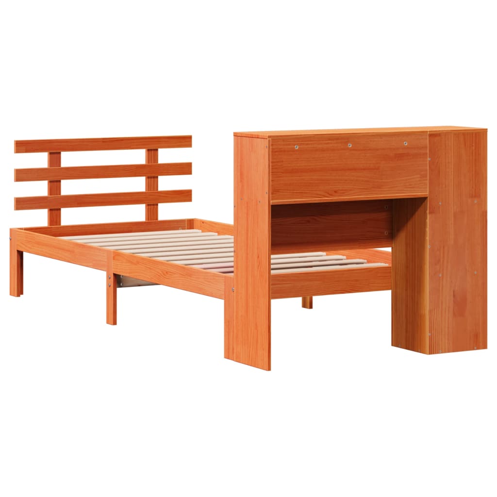 Bookcase Bed without Mattress Wax Brown 75x190 cm Small Single Solid Wood Pine