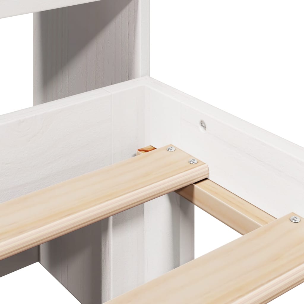 Bookcase Bed without Mattress White 140x190cm Solid Wood Pine