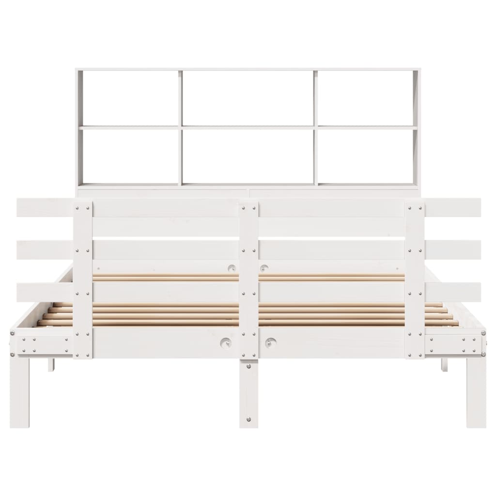 Bookcase Bed without Mattress White 120x200cm Solid Wood Pine