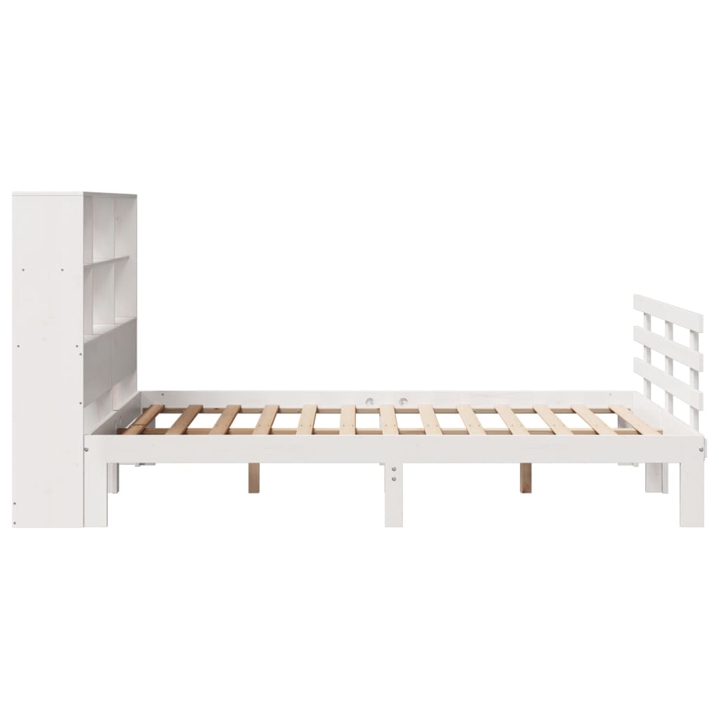 Bookcase Bed without Mattress White 120x200cm Solid Wood Pine