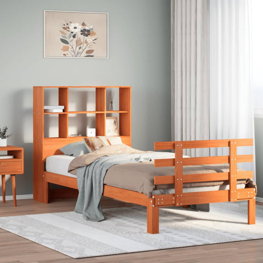 Bookcase Bed without Mattress Wax Brown 75x190 cm Small Single Solid Wood Pine