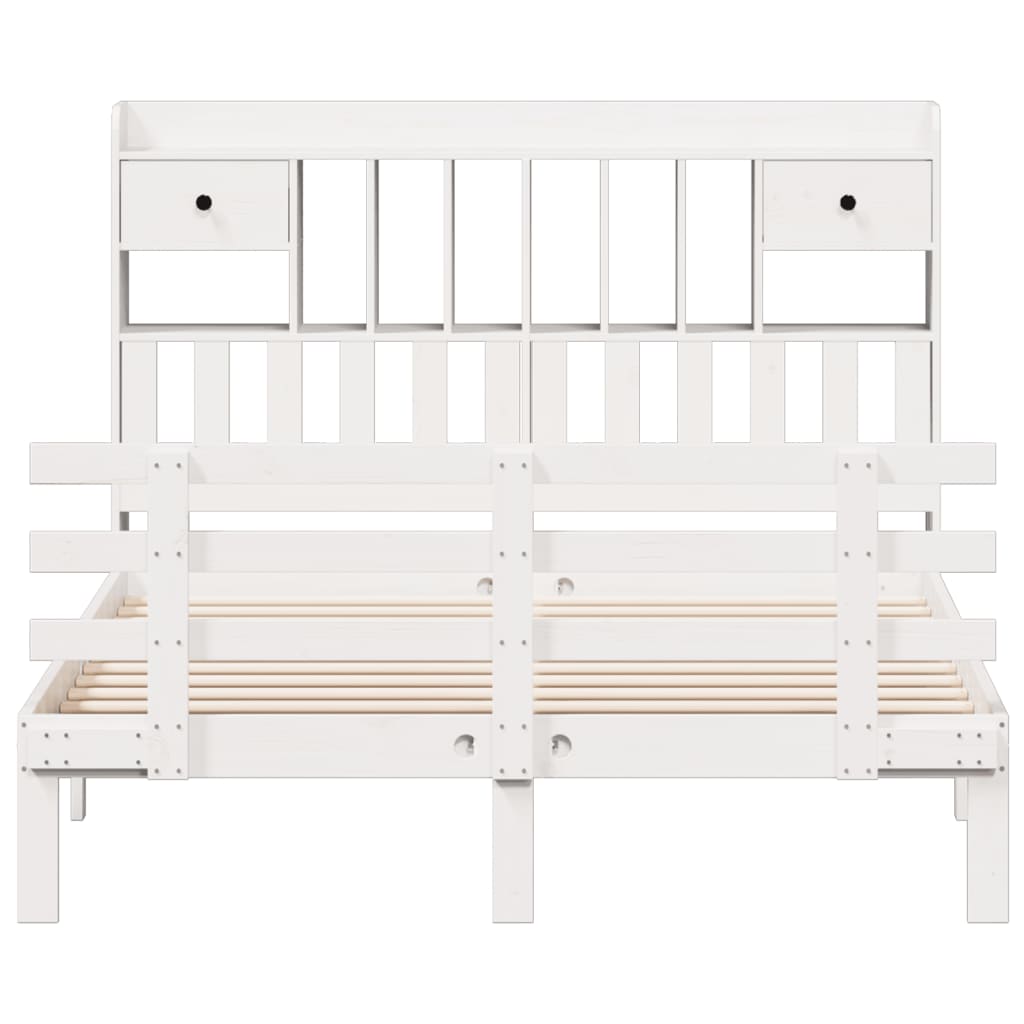 Bookcase Bed without Mattress White 140x200 cm Solid Wood Pine