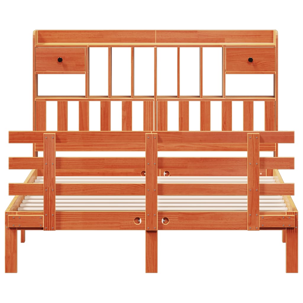Bookcase Bed without Mattress Wax Brown 160x200 cm Solid Wood Pine