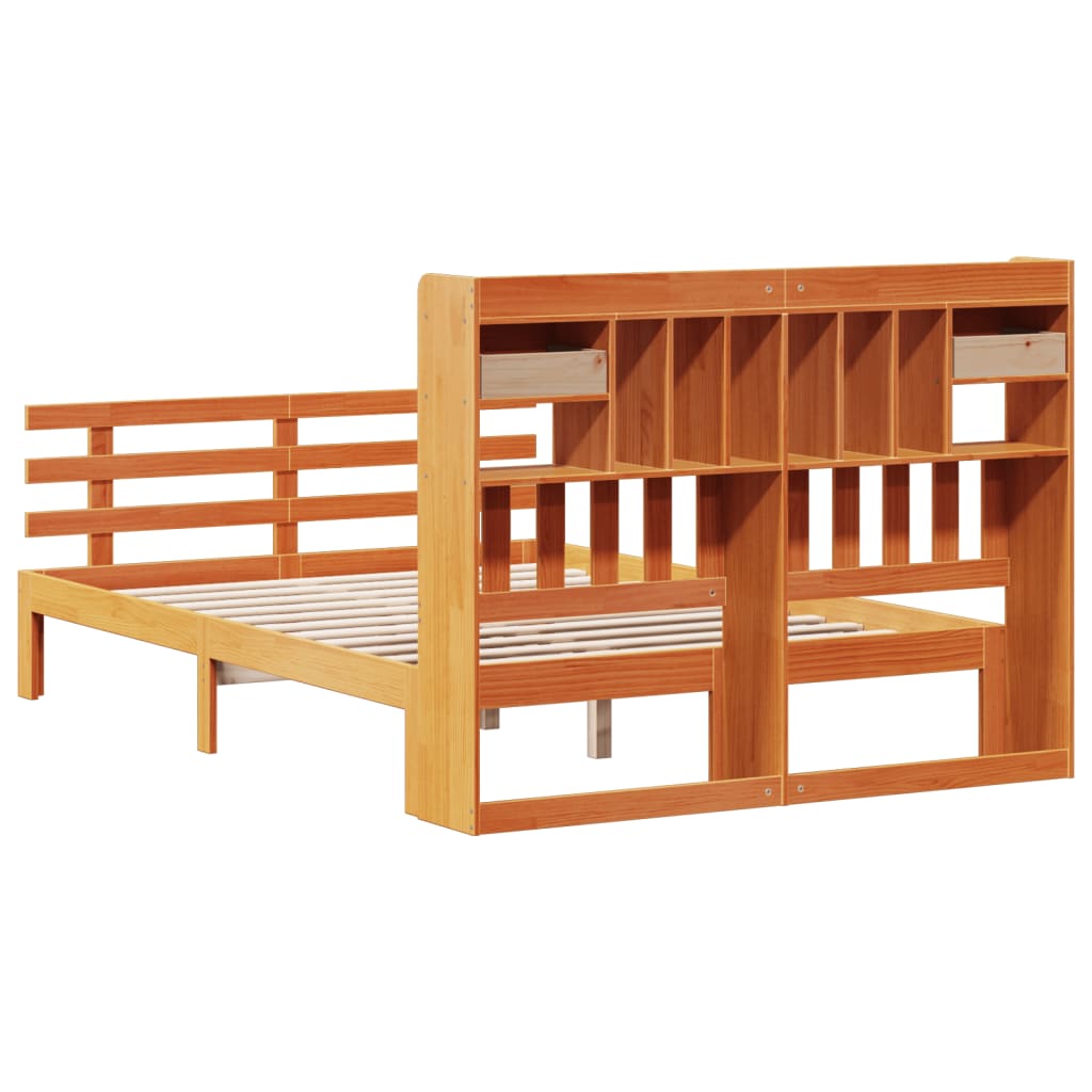 Bookcase Bed without Mattress Wax Brown 160x200 cm Solid Wood Pine