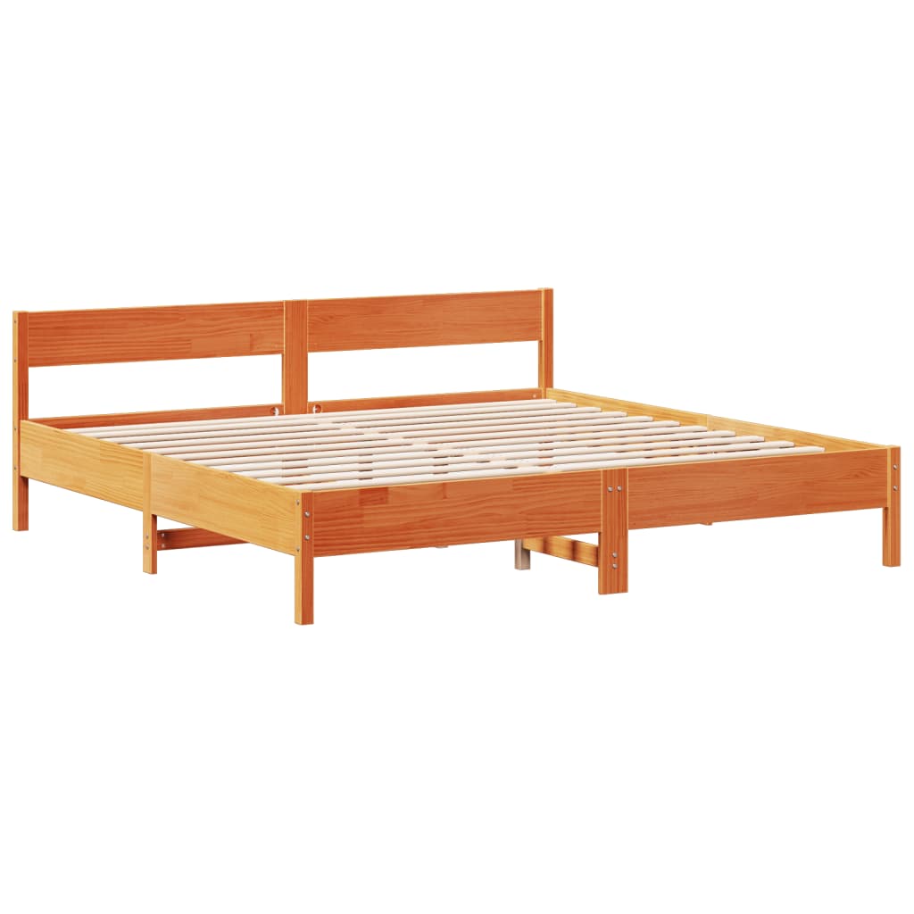 Bookcase Bed without Mattress Wax Brown 180x200cm Super King Solid Wood Pine