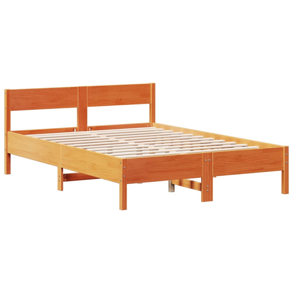 Bookcase Bed without Mattress Wax Brown 160x200cm Solid Wood Pine