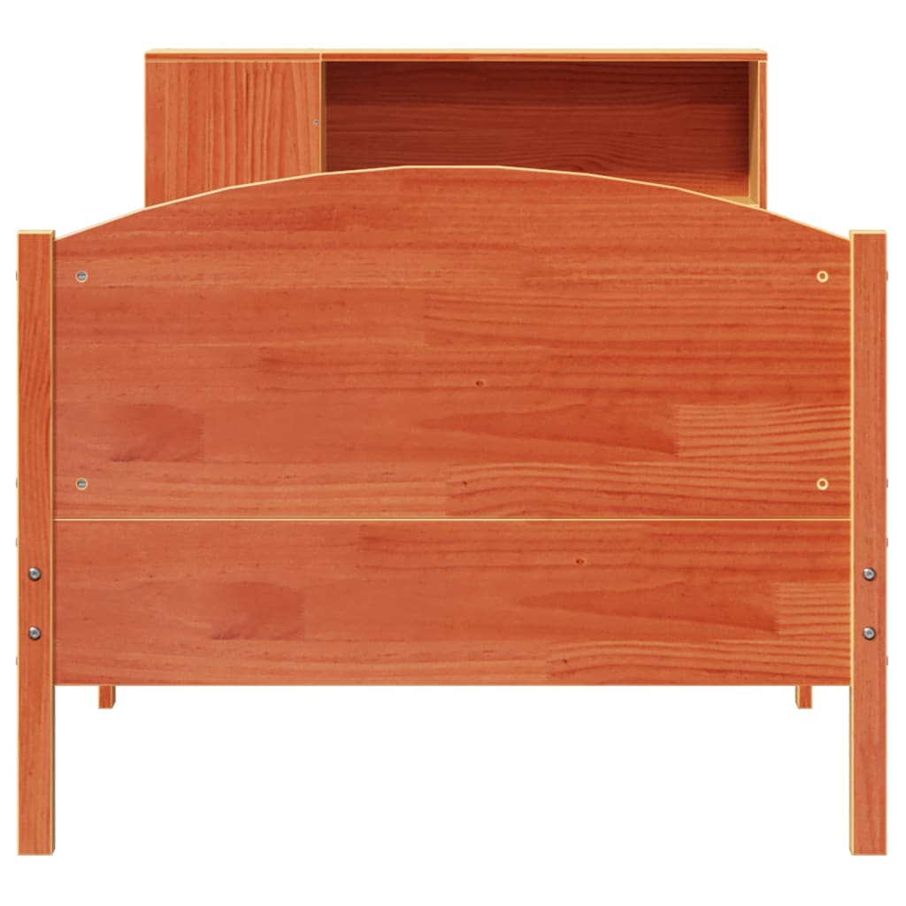 Bookcase Bed without Mattress Wax Brown 75x190cm Small Single Solid Wood Pine