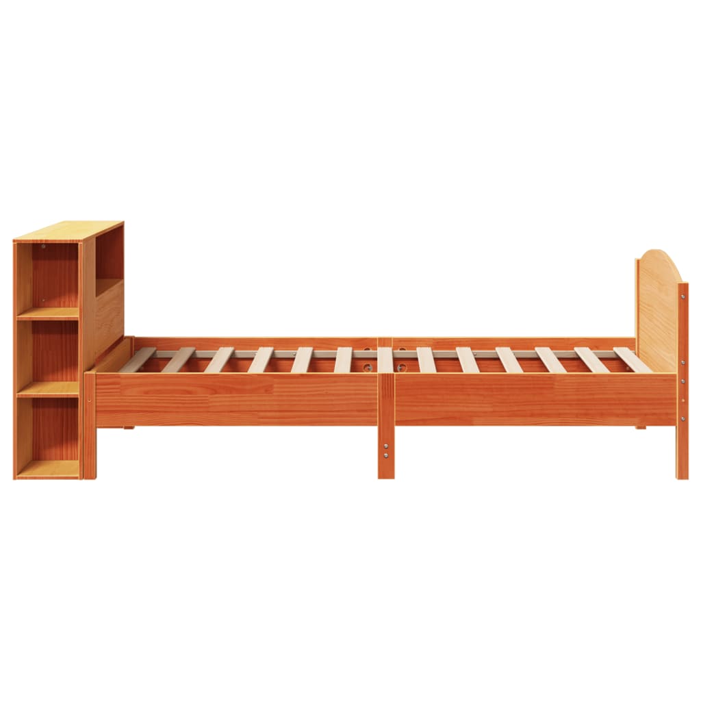 Bookcase Bed without Mattress Wax Brown 75x190cm Small Single Solid Wood Pine