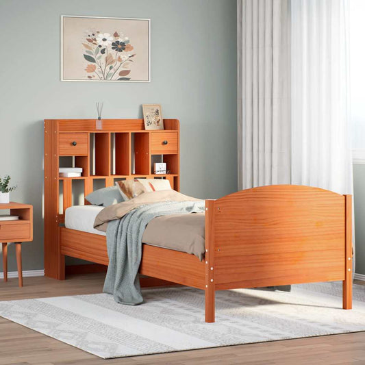 Bookcase Bed without Mattress Wax Brown 75x190 cm Small Single Solid Wood Pine