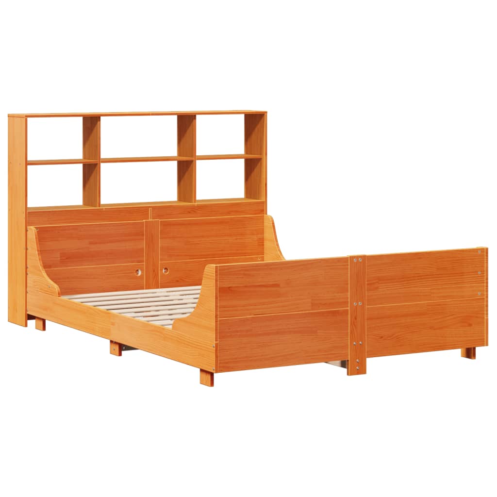 Bookcase Bed without Mattress Wax Brown 160x200 cm Solid Wood