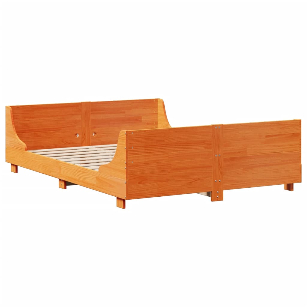 Bookcase Bed without Mattress Wax Brown 160x200 cm Solid Wood