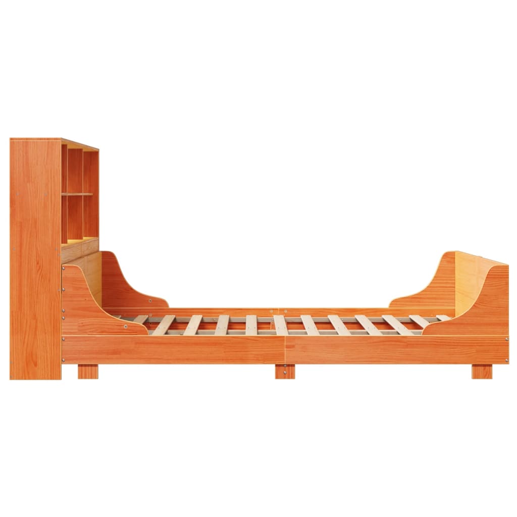 Bookcase Bed without Mattress Wax Brown 160x200 cm Solid Wood