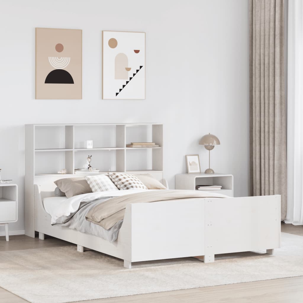 Bookcase Bed without Mattress White 120x200 cm Solid Wood
