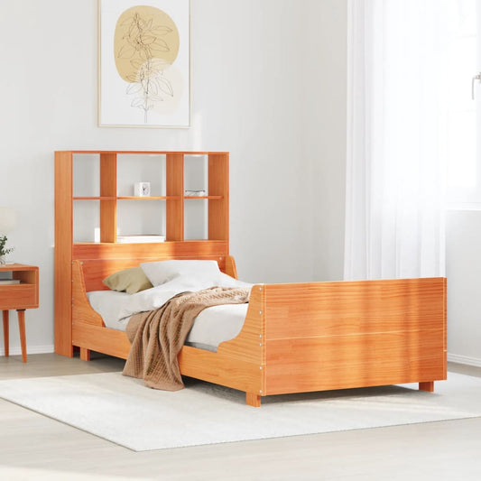 Bookcase Bed without Mattress Wax Brown 90x200 cm Solid Wood