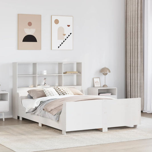 Bookcase Bed without Mattress White 120x190 cm Small Double Solid Wood