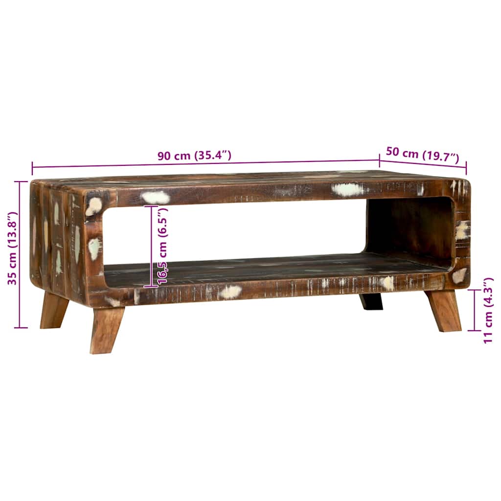 Coffee Table Multicolour 90 x 50 x 35 cm Solid reclaimed wood