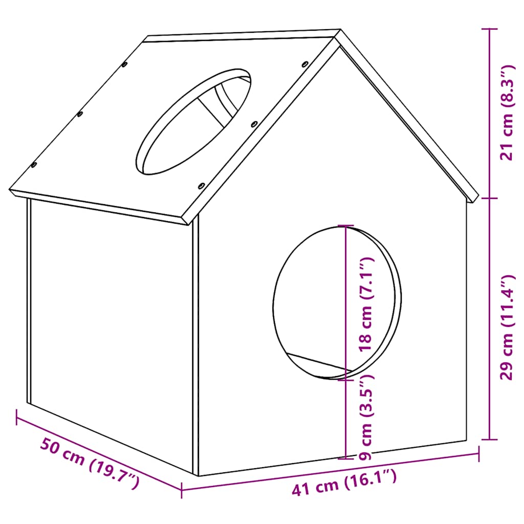 Cat House Wax Brown 41x50x50 cm Solid Wood Pine