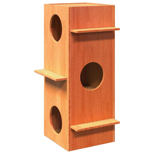 Cat House Wax Brown 43x43x90 cm Solid Wood Pine