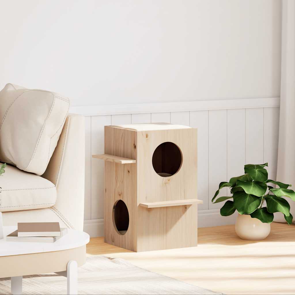 Cat House 43x43x60 cm Solid Wood Pine