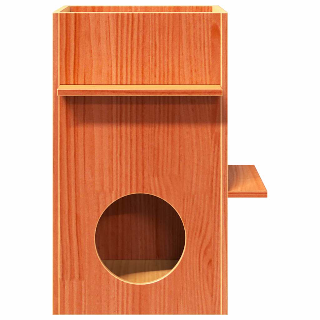 Cat House Wax Brown 43x43x60 cm Solid Wood Pine