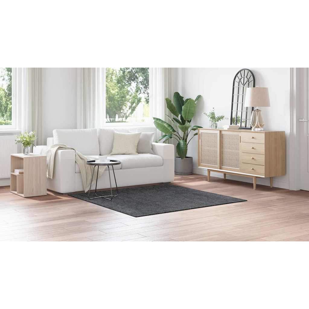 Anti-slip Shaggy Rug Dark grey 160 x 160 cm PP
