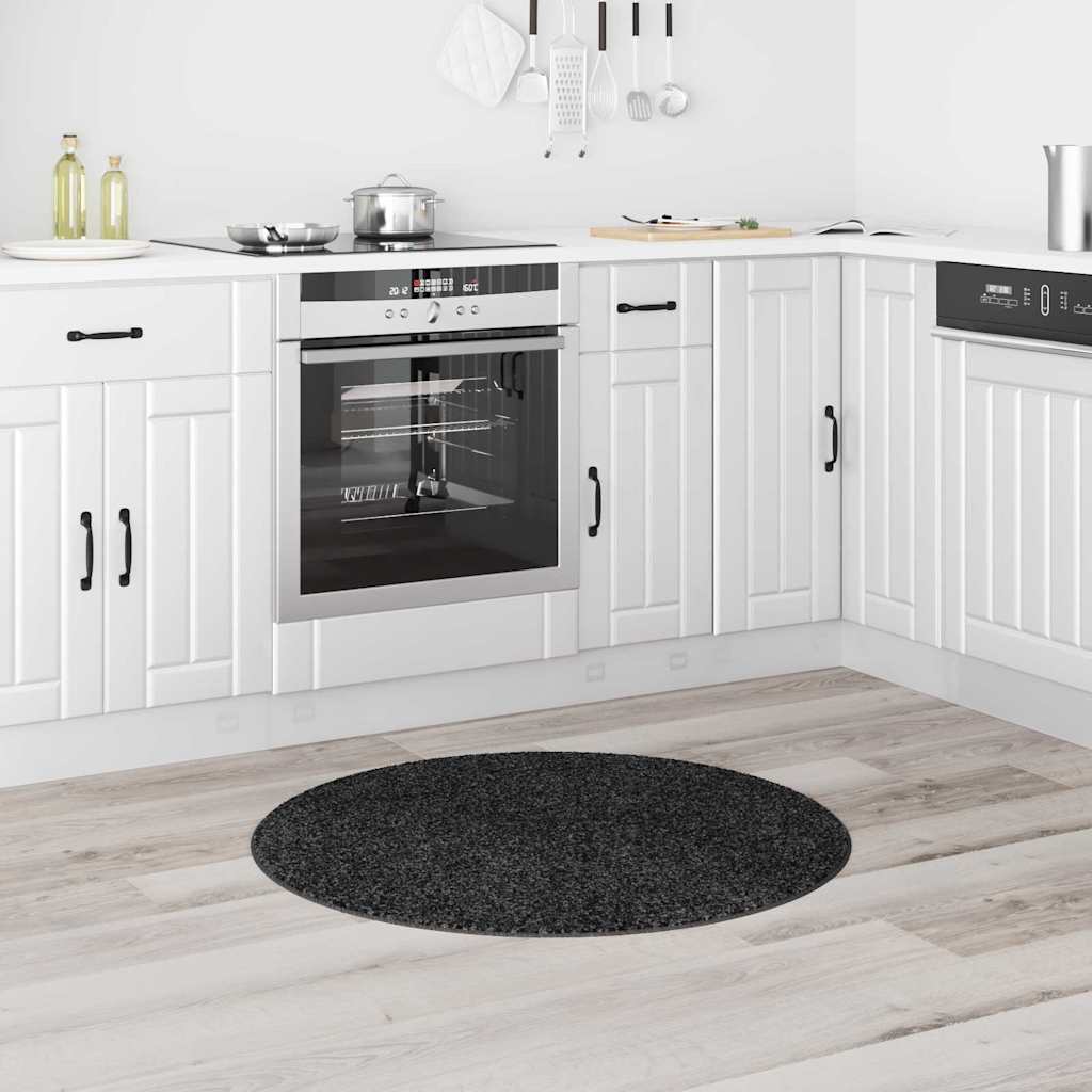 Anti-slip Shaggy Rug Dark Grey 90 x 90 cm PP