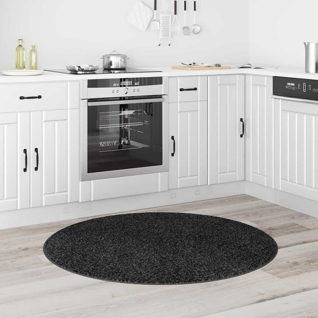 Anti-slip Shaggy Rug Dark grey 120 x 120 cm PP