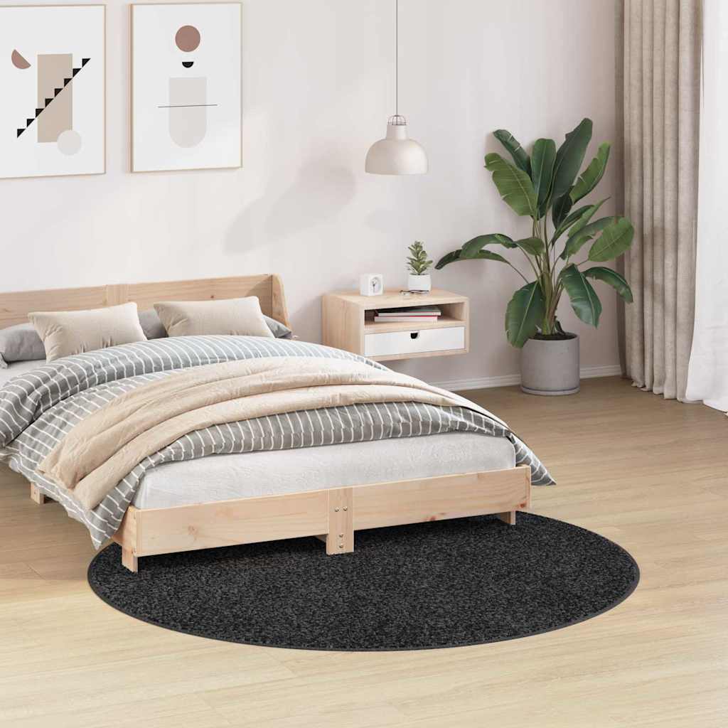 Anti-slip Shaggy Rug Dark grey 160 x 160 cm PP