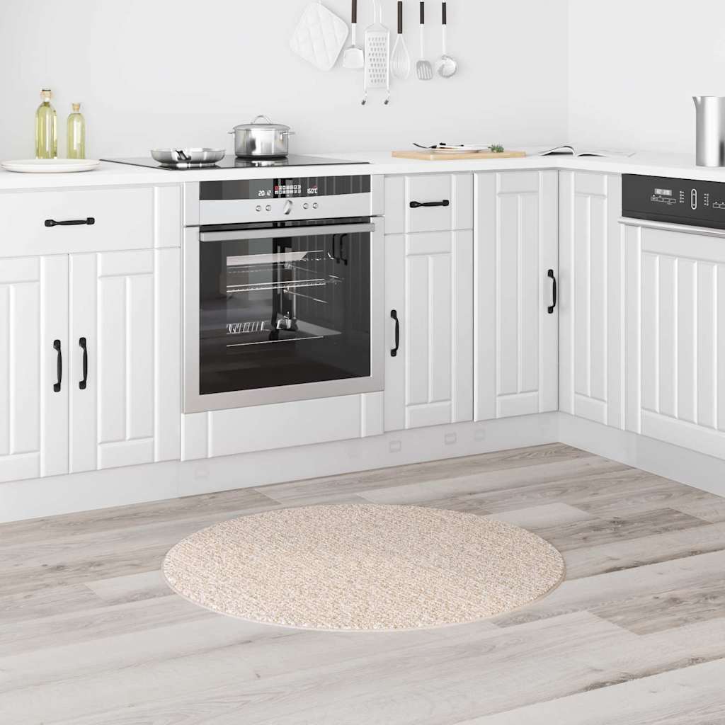 Anti-slip Shaggy Rug Cream 90 x 90 cm PP